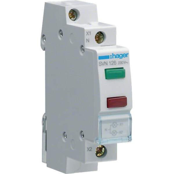 Hager LED-Leuchtmelder 2fach grün und rot,230VAC SVN126